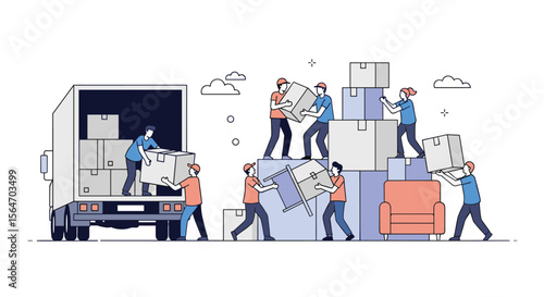 Wallpaper Mural Moving Service Crew Loading Boxes In Truck Torontodigital.ca