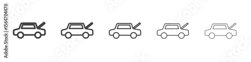 Broken car with open hood icon simple illustration collection symbol