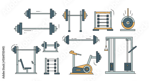 Gym Fitness Equipment Collection for Exercise and Training