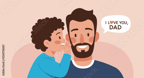 Cartoon Father and Son Sharing a Loving Moment with Speech Bubble.