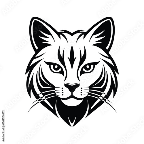 A curious glyph icon of wild cat head mascot