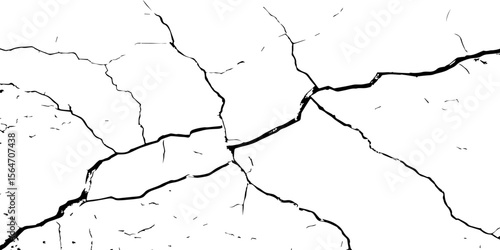 "Cracked white wall texture with bold black fracture lines. Ideal for grunge backgrounds, aged surfaces, urban decay effects, or abstract art. High contrast design for creative projects"