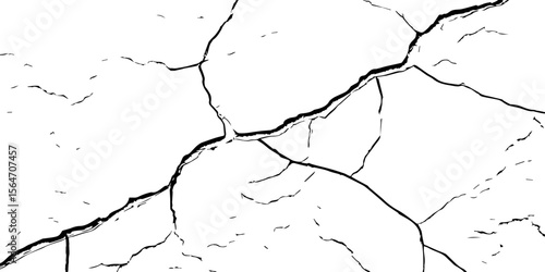 "Cracked white wall texture with bold black fracture lines. Ideal for grunge backgrounds, aged surfaces, urban decay effects, or abstract art. High contrast design for creative projects"