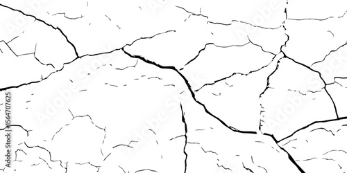 "Cracked white wall texture with bold black fracture lines. Ideal for grunge backgrounds, aged surfaces, urban decay effects, or abstract art. High contrast design for creative projects"