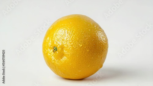 A bright and juicy lemon on a white background