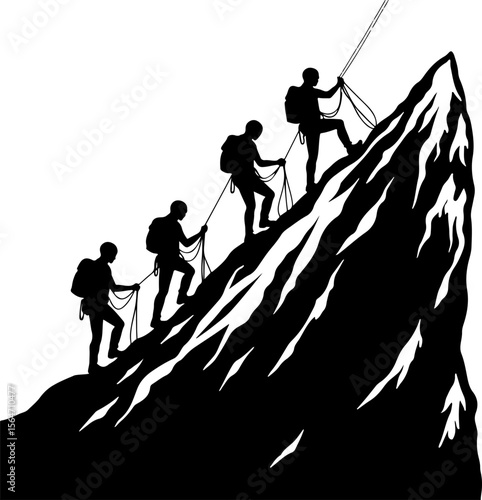 mountain climbing, team forest tree vector bundle