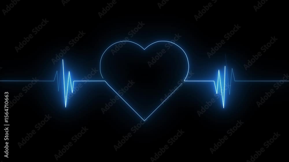 Neon Blue Heartbeat Line Animation Neon Blue Heartbeat Line Animation