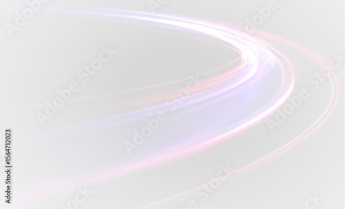 Dynamic neon background with wave line glow, night light graphics, PNG