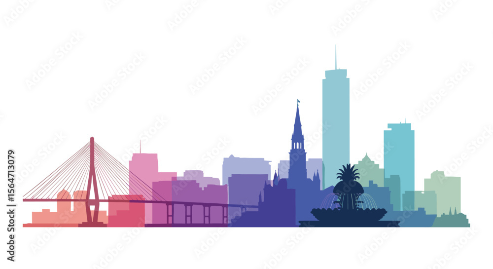 Obraz premium Charleston South Carolina cityscape in gradient color style