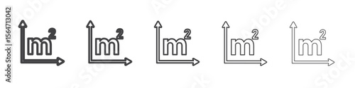 m2 area unit icon simple illustration collection symbol
