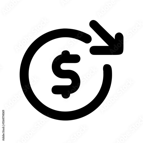 Dollar refund icon with circular arrow design  