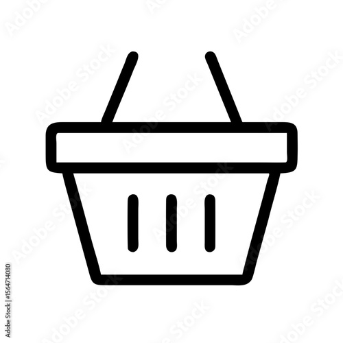 Simple shopping basket icon on white background  