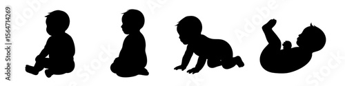 Baby silhouette. Baby vector silhouette