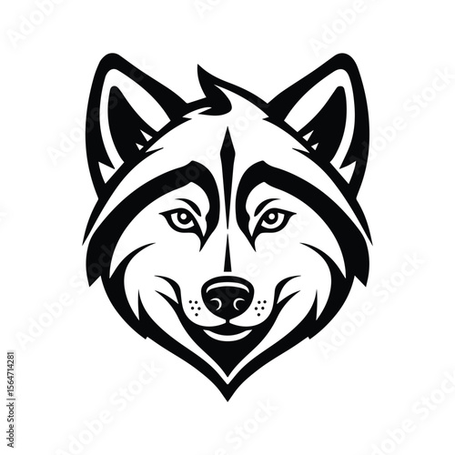 A sharp glyph icon of siberian husky face