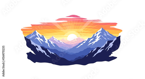 Mountain Silhouette Sunrise Glow Over Landscape for Serene Imagery 