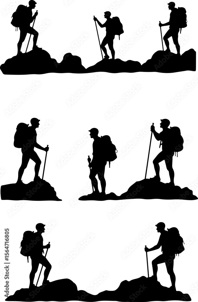 Obraz premium mountain climbing, team climbing, man vector bundle