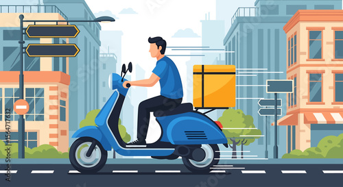 Scooter Delivery Service Fast Transportation around the Urban City