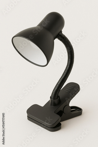 Black Clip-On Desk Lamp Isolated on White