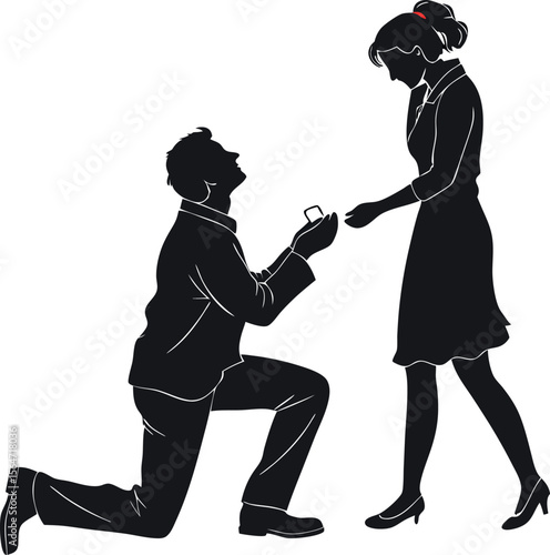  silhouette of a man proposing on one knee romanc