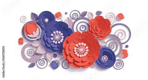 Colorful Paper Flowers Art Display Celebration Design
