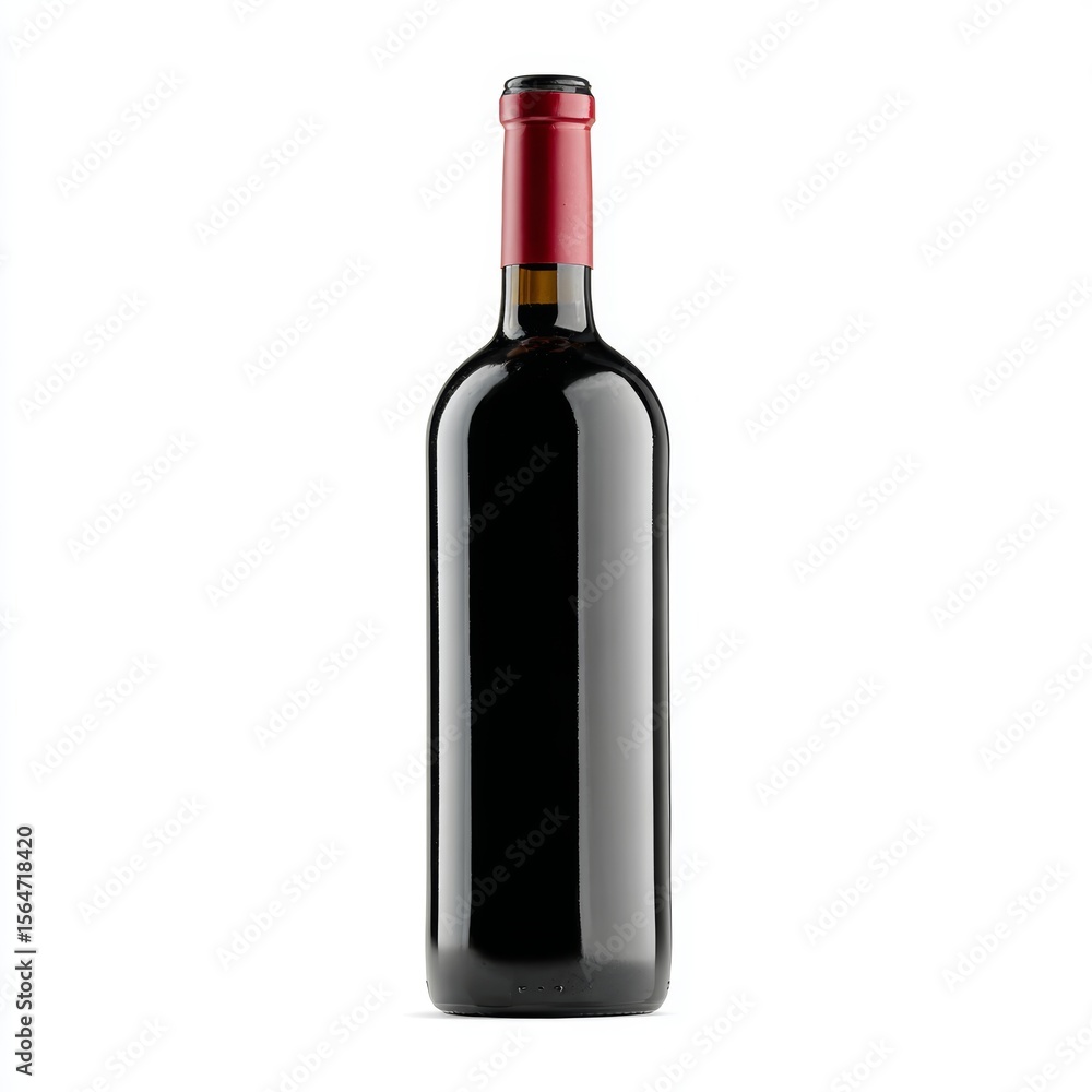 A classic bottle of red wine, perfectly illustrating the elegance and tradition of winemaking. The deep red of the wine contrasts beautifully with the bottle A classic bottle of red wine, perfectly illustrating the elegance and tradition of winemaking. The deep red of the wine contrasts beautifully with the bottle