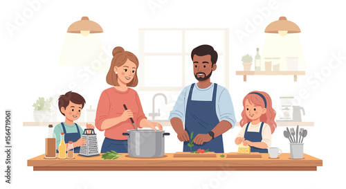 Illustrative Family Cooking Together, Creating Memories in the Kitchen