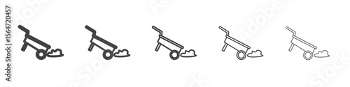 wheelbarrow unloading icon simple illustration collection symbol