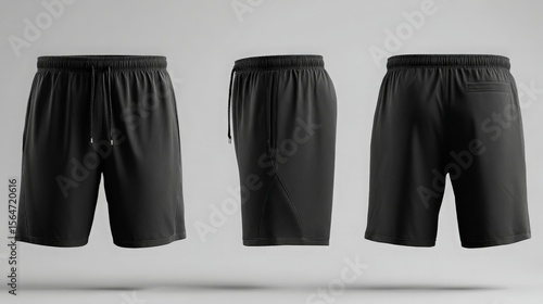 black training shorts mockup in template, athletic apparel branding and gym wear 
