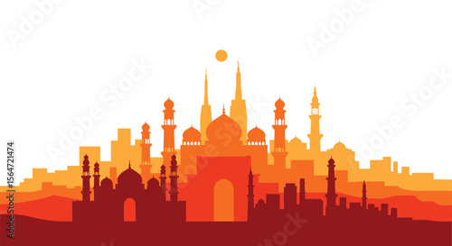 A Magnificent Indian Cityscape At Sunrise Silhouette