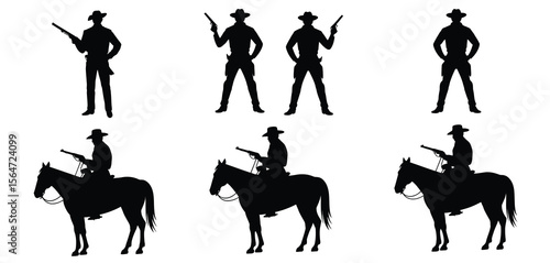 Silhouettes of Cowboys and Horses