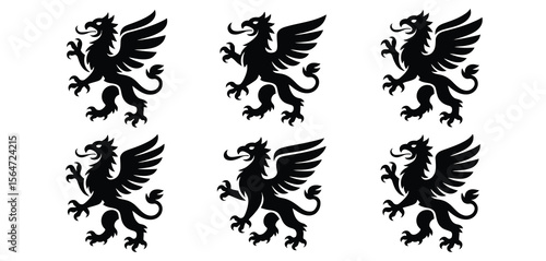 Four Griffin Silhouettes Pattern Design