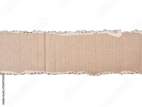 Torn corrugated cardboard piece isolated on white background 