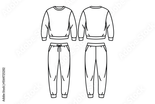 
Cozy Lounge Wear Set, Comfortable Sweatshirt and Jogger Pants, Casual Apparel, Relaxed Fit, Fashion Design, Street Style, Athleisure, Everyday Comfort, Trendy Outfit, Apparel Template.