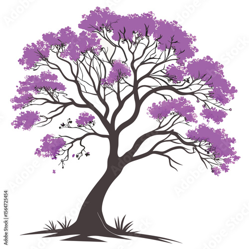 Vibrant jacaranda tree icon, lush purple flowers, a beautiful flowering design.