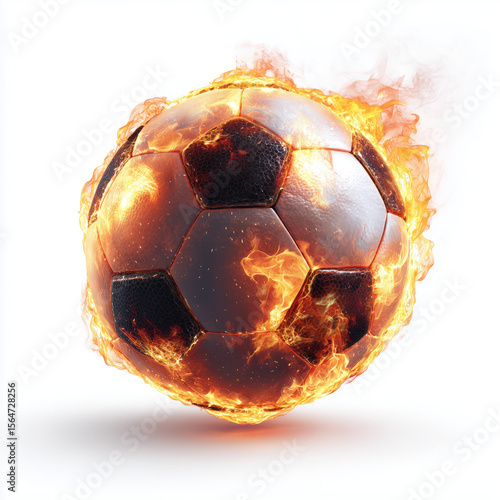 Burning Soccer Ball - Intense Game Action , PNG isolated cut out image