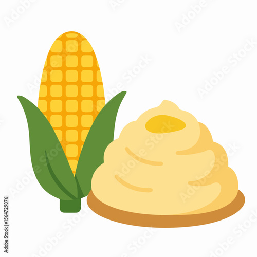 Corn on the cob and mashed potatoes food icon