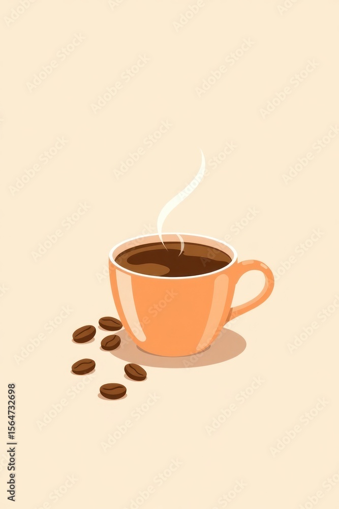 Obraz premium copy space for text background with coffee vector 2d flat style