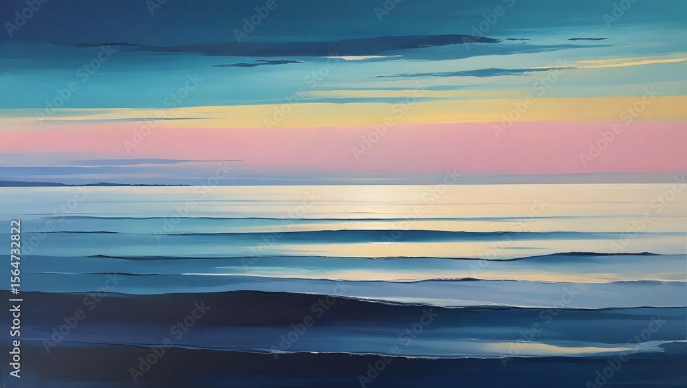 Obraz premium A panoramic, abstract seascape at dusk