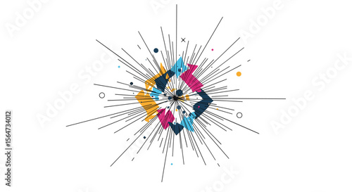 Abstract burst of colors and graphical elements
