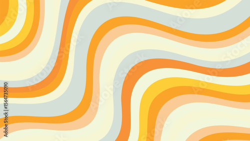 Abstract wavy lines background with orange, yellow, and cream colors creating a retro aesthetic vibe