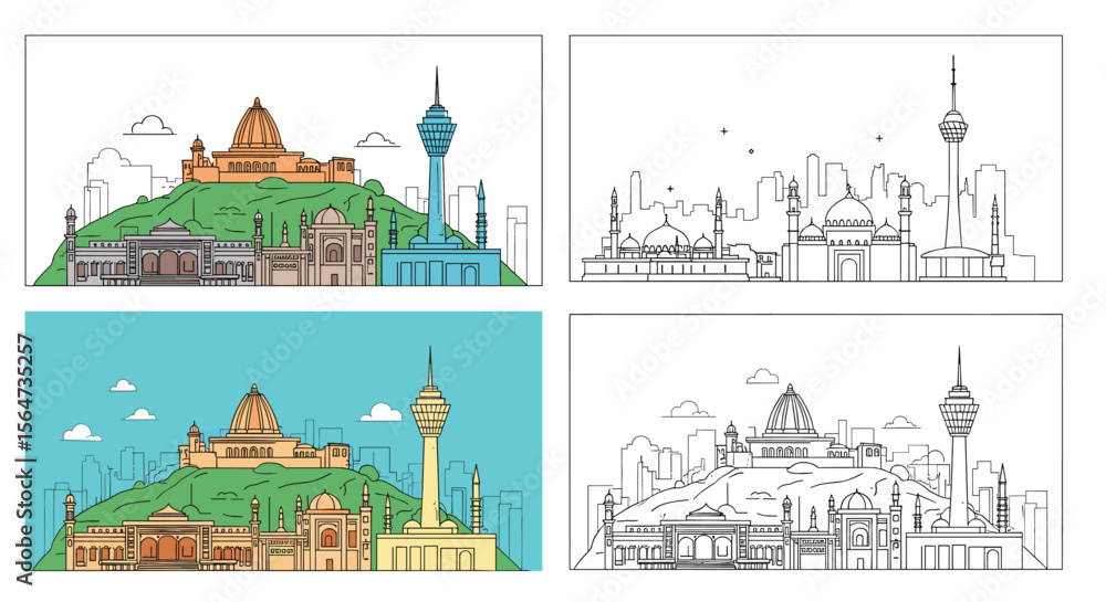Fototapeta premium Kuala Lumpur Scenery Colorful Illustration Art Collection