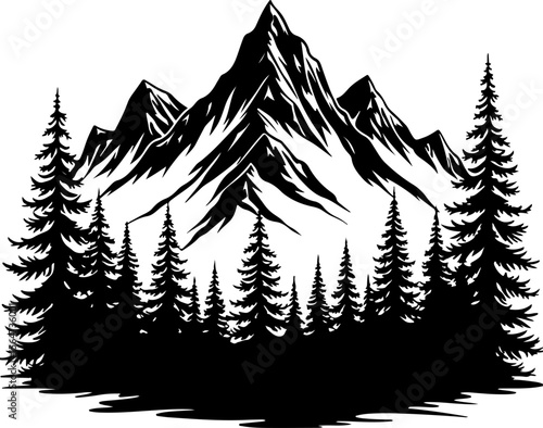 Forest and Mountain Landscape Silhouette vector graphics bundle