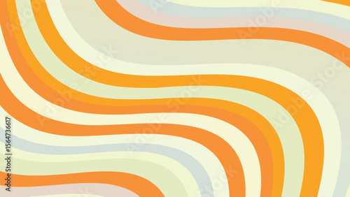 Abstract wavy pattern featuring orange and cream colored bands across the entire frame view art