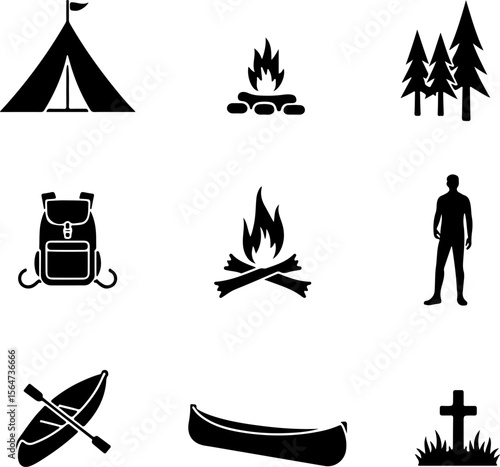 Forest and Mountain Landscape Silhouette vector graphics bundle