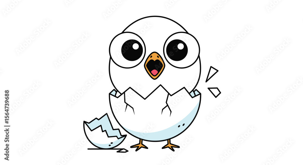 Fototapeta premium A Chick Hatches From Its Egg Open Mouthed