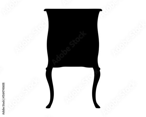 Silhouette of an ornate antique chest of drawers with cabriole legs