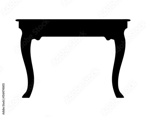 Silhouette of an antique console table with cabriole legs on white