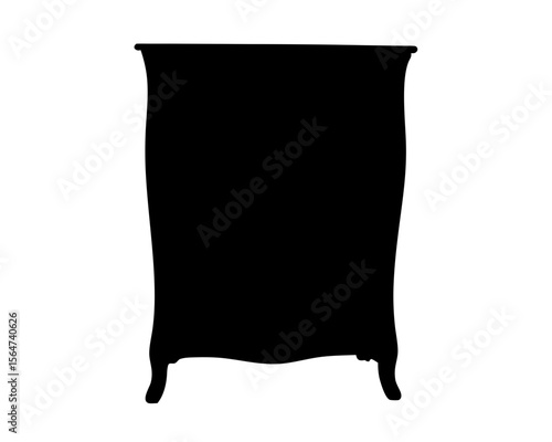 Sleek silhouette of an antique chest of drawers with cabriole legs
