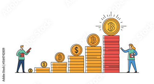 Digital Currency Growth Chart Illustration