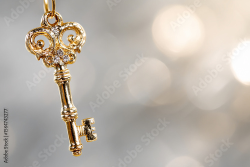 Wallpaper Mural floating golden key in a digital background Torontodigital.ca